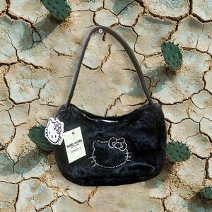 Hello Kitty Sanrio x Forever 21 Black fluffy Bag W/Rhinestones